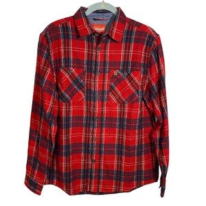 Coleman Flannel Shirt Button Down Long Sleeve Red Plaid Men’s Size Medium